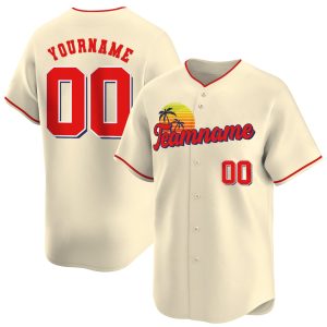 Cream Red California Personalized Baseball Jersey