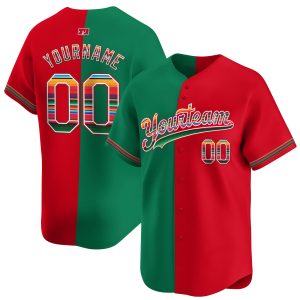 Green White Mexico Serape Pattern Personalized Baseball Jersey