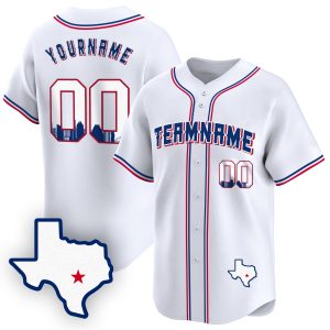White Royal Austin Texas Pattern Personalized Baseball Jersey