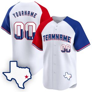 Alternate Red Royal Houston Texas Pattern Personalized Baseball Jersey