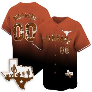 Orange Black Fade Texas Style Personalized Baseball Jersey