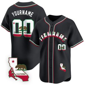 Black White California Rock Climbing Personalized Baseball Jersey