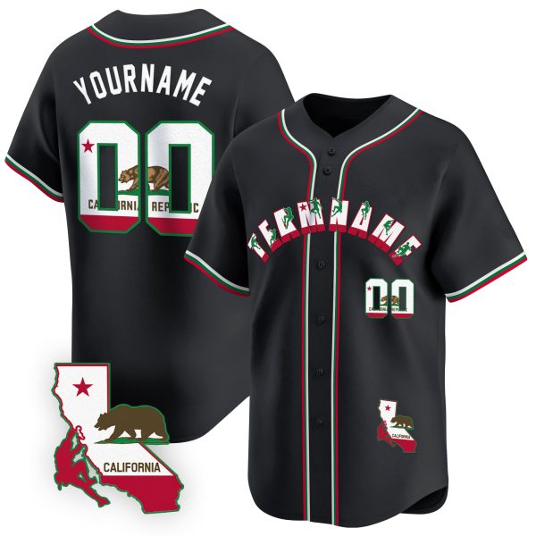 Black White California Rock Climbing Personalized Baseball Jersey