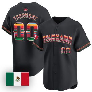 Black Green - Red Mexico Hispanic Heritage Personalized Baseball Jersey