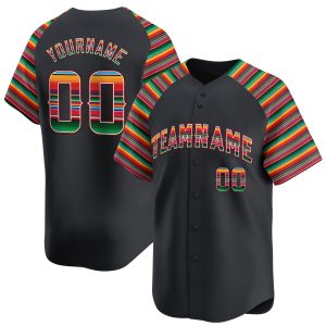 Black Alternate Green Red Mexico Personalized Baseball Jersey