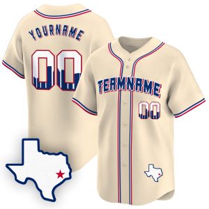 Cream Royal Houston Texas Pattern Personalized Baseball Jersey