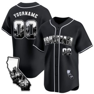 Black White California Black White Picture Personalized Baseball Jersey
