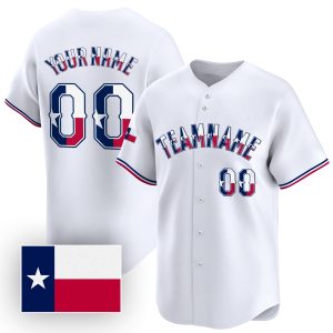 White Texas Flag Personalized Baseball Jersey
