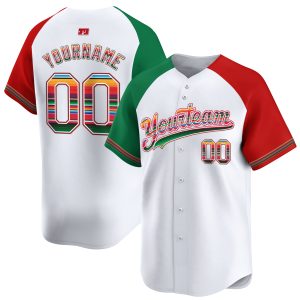 White Alternate Mexico Serape Pattern Personalized Baseball Jersey
