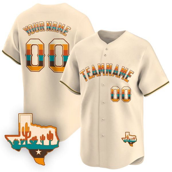 Cream Texas Vintage Personalized Baseball Jersey