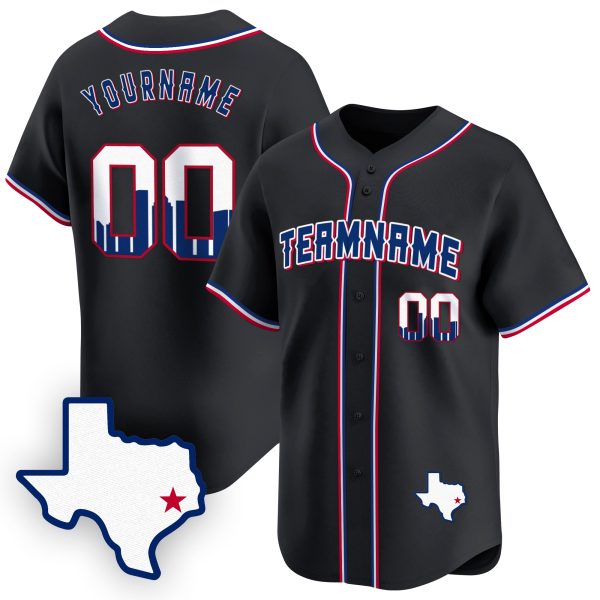 Black Royal Houston Texas Pattern Personalized Baseball Jersey