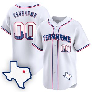White Royal Dallas Texas Pattern Personalized Baseball Jersey