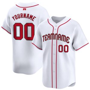 White - Red Personalized Baseball Jersey