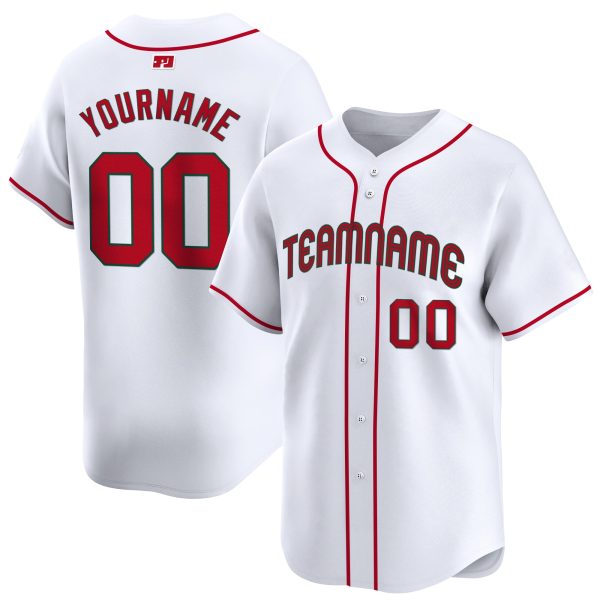 White - Red Personalized Baseball Jersey
