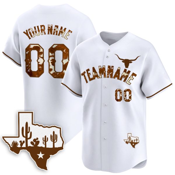 White Texas Style Personalized Baseball Jersey