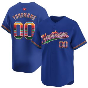 Royal Mexico Serape Pattern Personalized Baseball Jersey