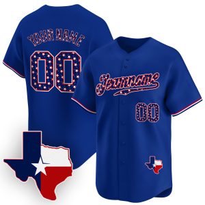 Royal Stars & Stripes Texas Style Personalized Baseball Jersey