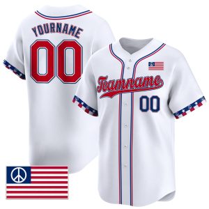 White Red - Royal Independence Day Hippie Style Personalized Baseball Jersey - American Flag