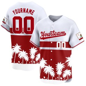 White 3D Palm Trees California Flag Personalized Baseball Jersey