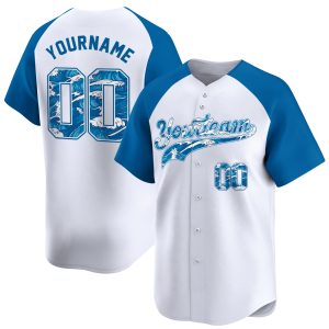 Blue Alternate-Blue Beach Partten Personalized Baseball Jersey