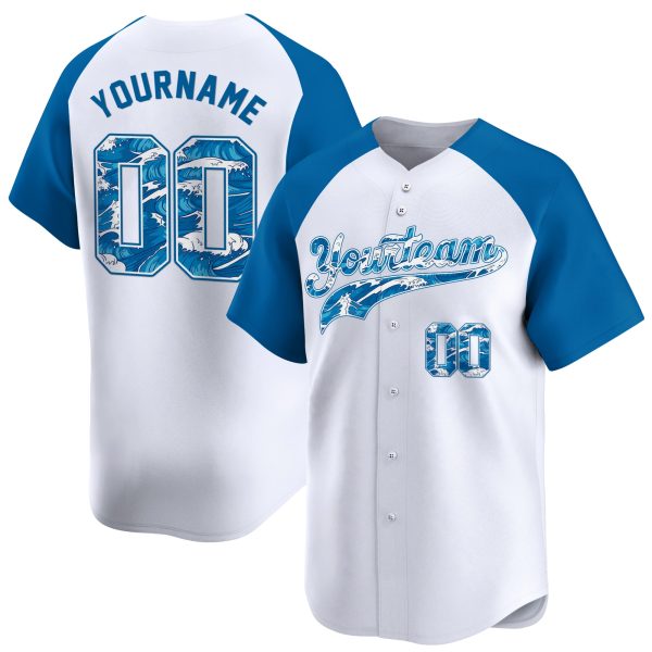 Blue Alternate-Blue Beach Partten Personalized Baseball Jersey