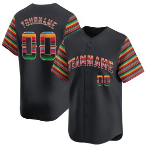 Black Green Red Mexico Personalized Baseball Jersey