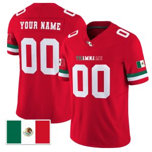 Red White Mexico Map Personalized Football Jersey