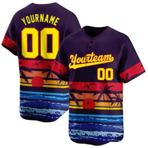 3D California Beach Pattern Personalized Baseball Jersey