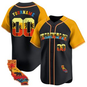 Black Alternate Gold California Choose Color Personalized Baseball Jersey