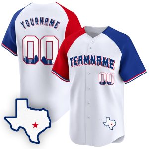 Alternate Red Royal Austin Texas Pattern Personalized Baseball Jersey