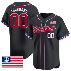 Black Red - White Independence Day Hippie Style Personalized Baseball Jersey - American Flag