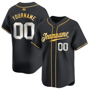 Black - Silver Gold Personalized Baseball Jersey