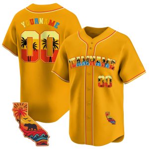Gold California Choose Color Personalized Baseball Jersey