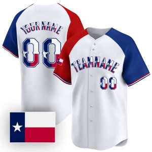 Red - Royal Texas Flag Personalized Baseball Jersey
