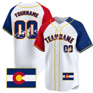 White Alternate Colorado Flag Personalized Baseball Jersey