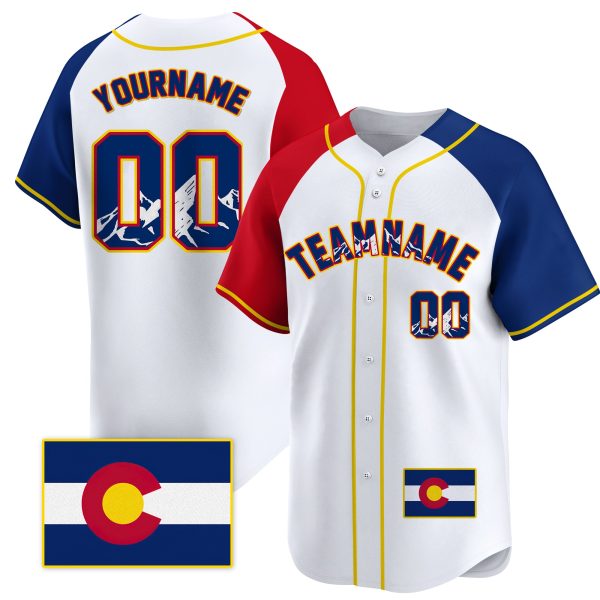 White Alternate Colorado Flag Personalized Baseball Jersey