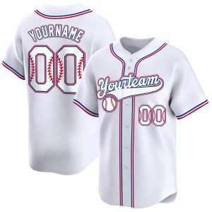 White Red-White Personalized Baseball Jersey