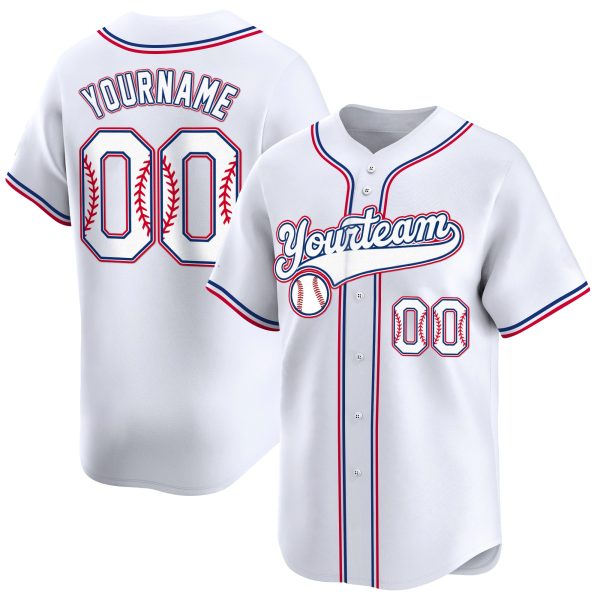 White Red-White Personalized Baseball Jersey