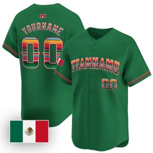 Green Mexico Flag Personalized Baseball Jersey