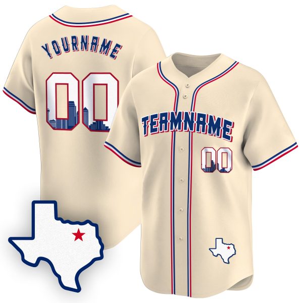 Cream Royal Dallas Texas Pattern Personalized Baseball Jersey