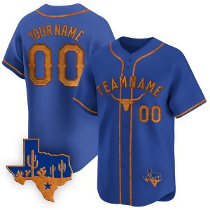 Royal Cowhide Texas Style Personalized Baseball Jersey