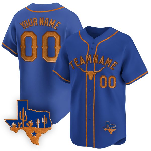 Royal Cowhide Texas Style Personalized Baseball Jersey
