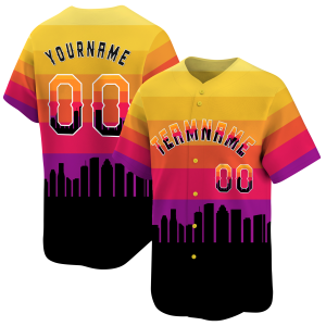 3D Houston Texas City Night Pattern Personalized Baseball Jersey