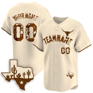Cream Texas Style Personalized Baseball Jersey