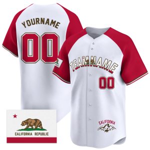 Red Alternate Brown California Flag Personalized Baseball Jersey