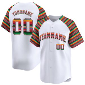 White Alternate Green Red Mexico Personalized Baseball Jersey