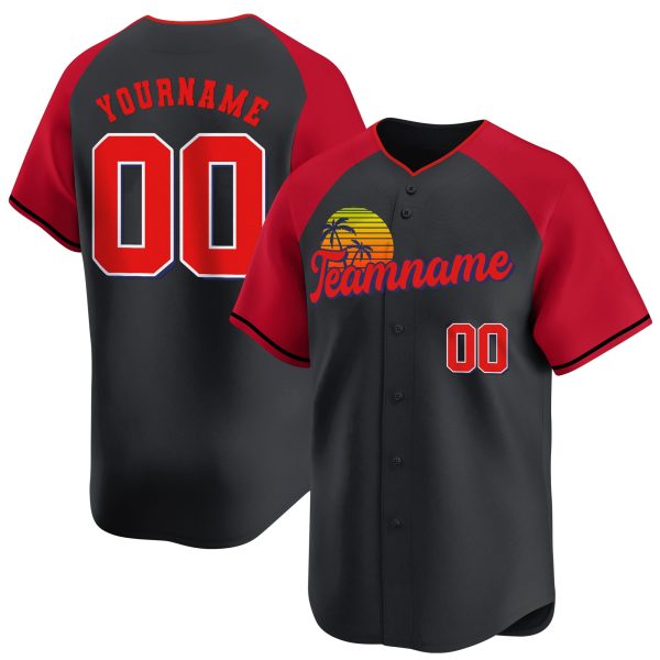Black Alternate Red California Personalized Baseball Jersey