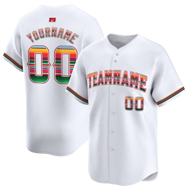 White Mexico Personalized Baseball Jersey