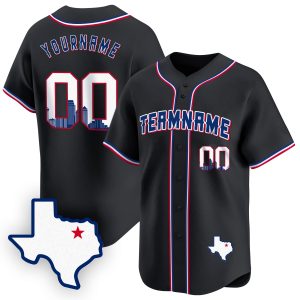 Black Royal Dallas Texas Pattern Personalized Baseball Jersey