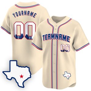 Cream Royal Austin Texas Pattern Personalized Baseball Jersey